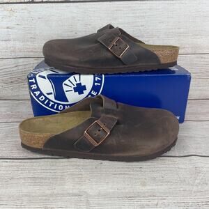 Birkenstock Boston Womens EU 41 US 10 Regular Oiled Leather Clogs Habana Brown